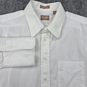Gitman Bros Shirt Mens 17.5 White Pinpoint Oxford Dress French Cuff Made USA